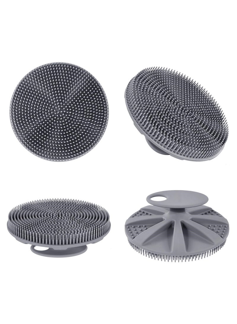 food grade soft silicone body scrubber shower brush handheld cleansing skin brush gentle exfoliating and lather well 1pcs grey - Image 1